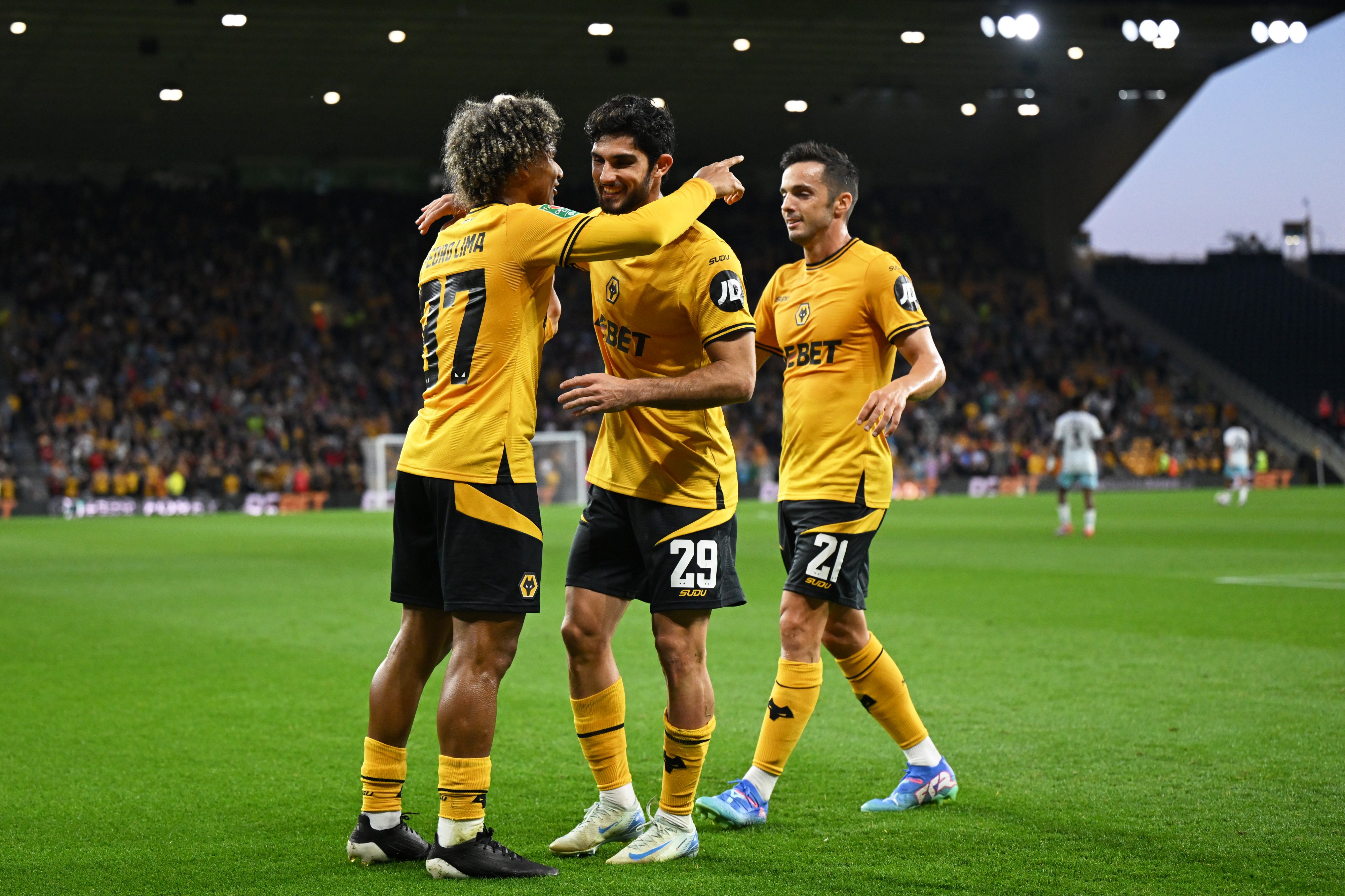 Goncalo Guedes of Wolverhampton Wanderers celebrates