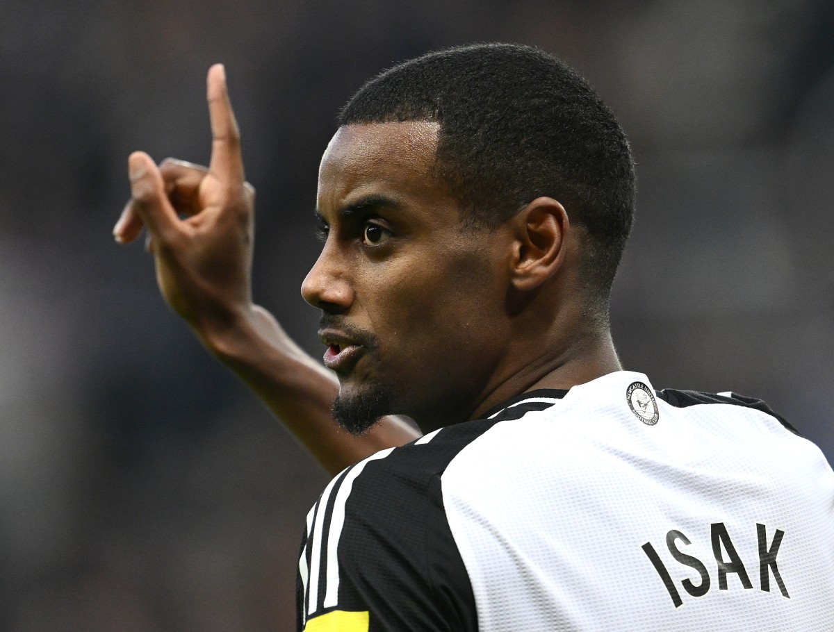 Alexander Isak celebrates a goal for Newcastle