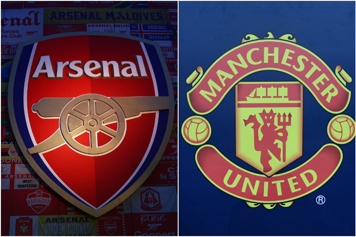 Arsenal and Man United club badges