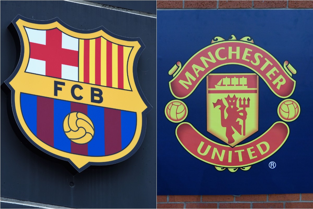 Barcelona and Man United club badges