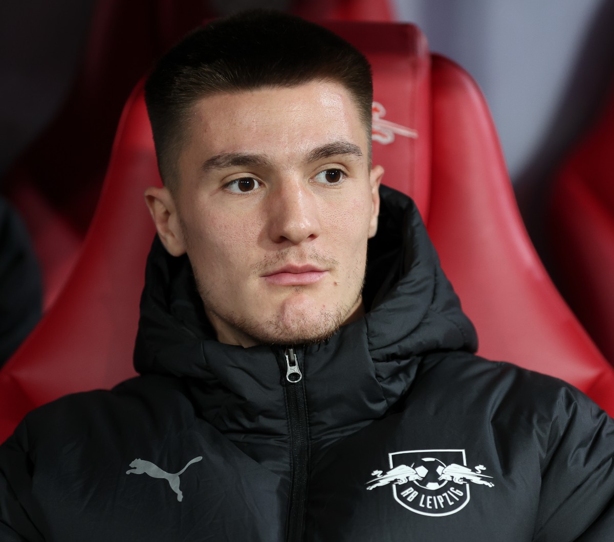 Benjamin Šeško on the RB Leipzig bench