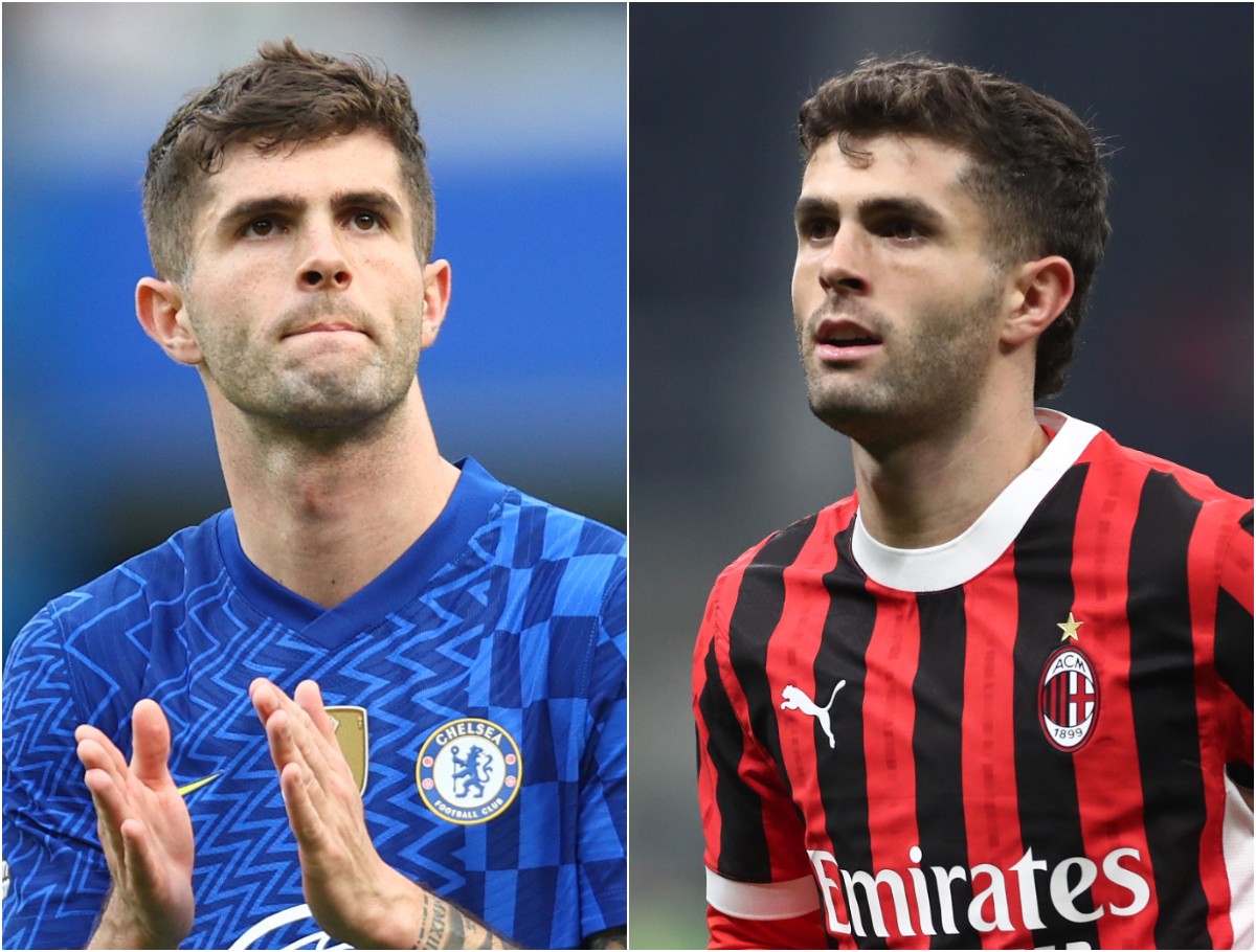 Christian Pulisic during his time at Chelsea and with AC Milan this season