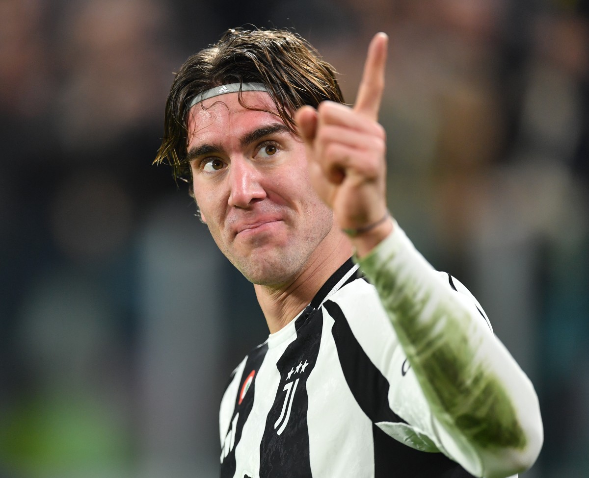 Dusan Vlahovic celebrates a goal for Juventus