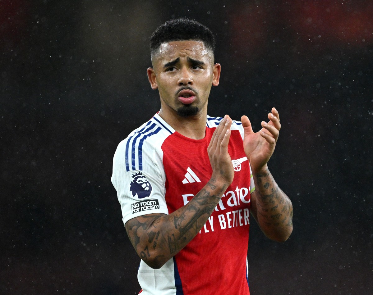 Gabriel Jesus applauds the Arsenal fans