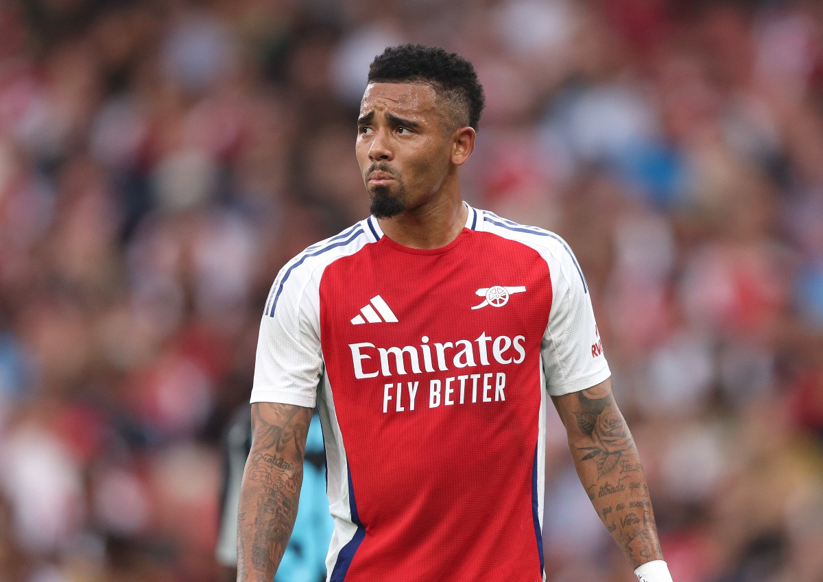 Gabriel Jesus plays for Arsenal in a pre-season friendly match