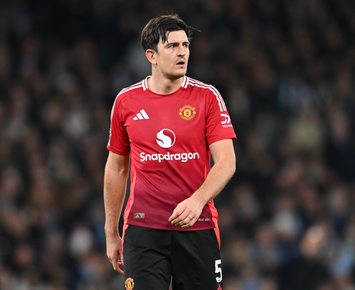 Harry Maguire in action for Manchester United against Manchester City