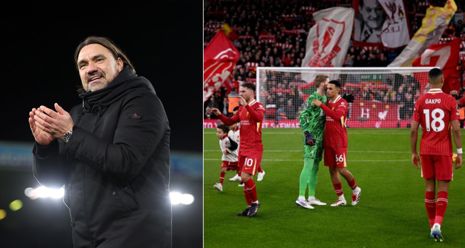 Daniel Farke e i giocatori del Liverpool