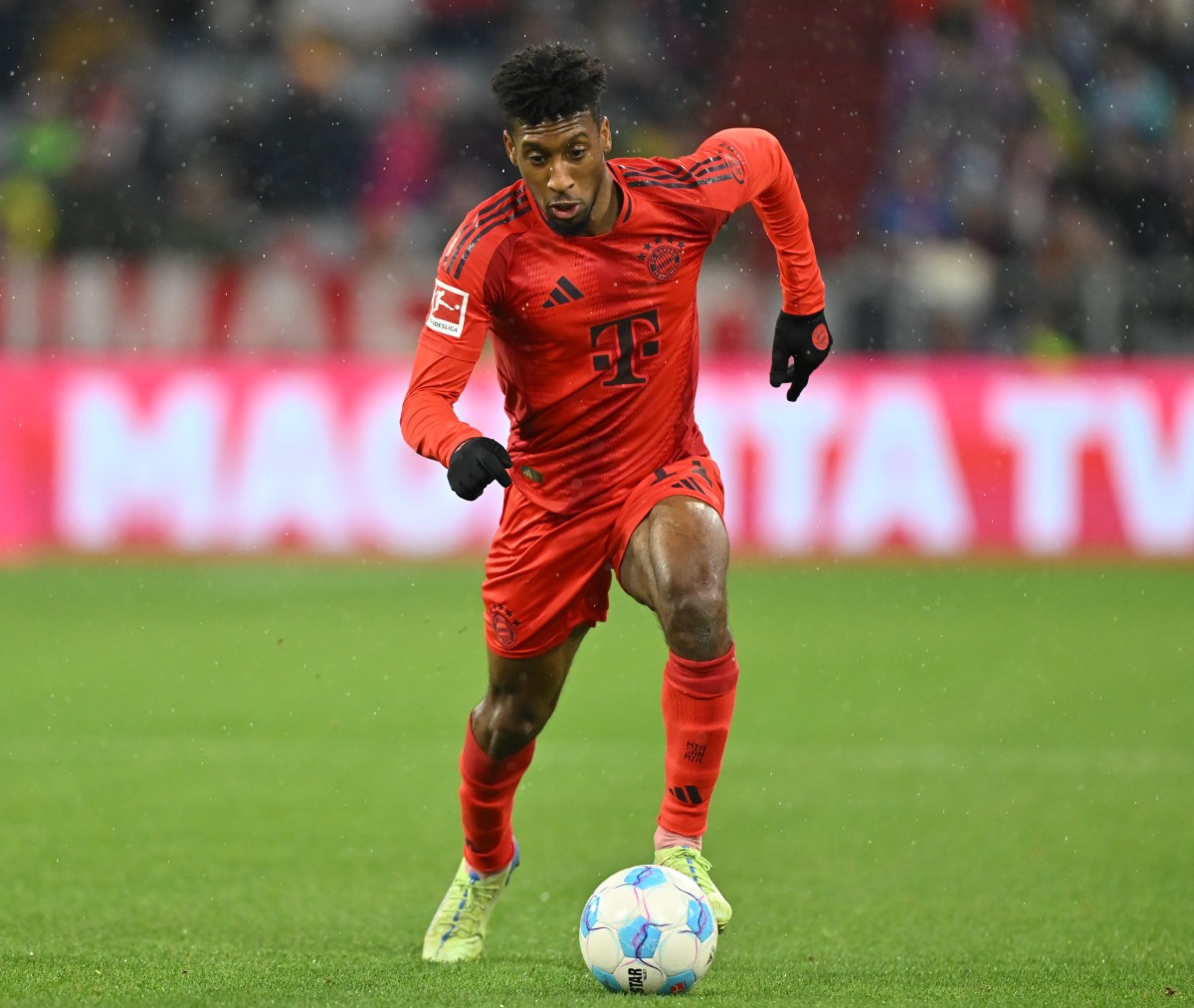 Kingsley Coman in action for Bayern Munich