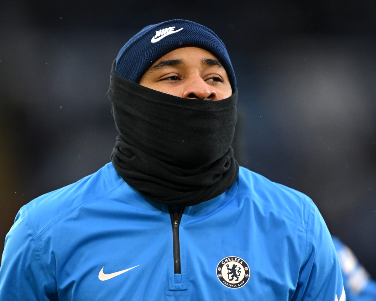 Christopher Nkunku warms up for Chelsea