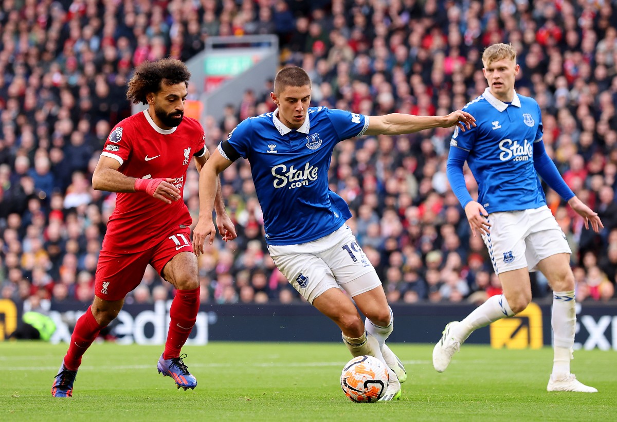 Mohamed Salah in action for Liverpool against Everton last season