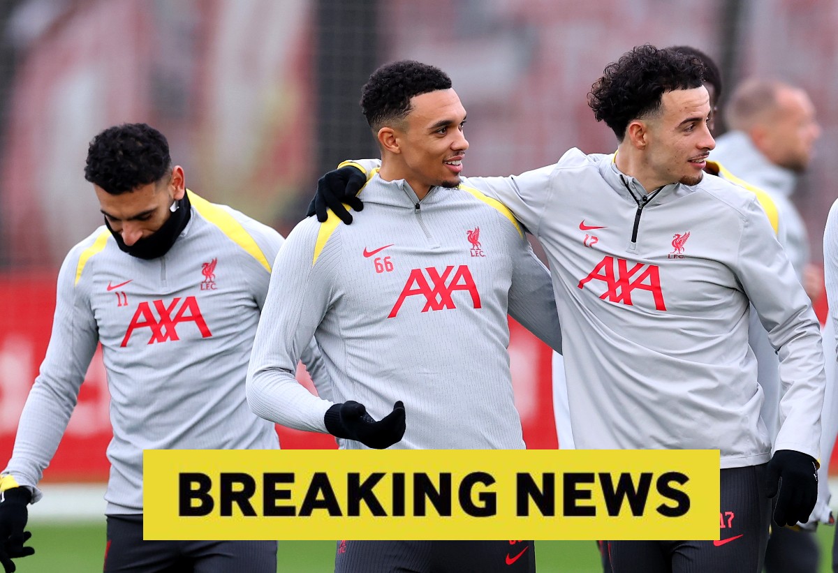 Liverpool stars Mohamed Salah, Trent Alexander-Arnold and Curtis Jones in training