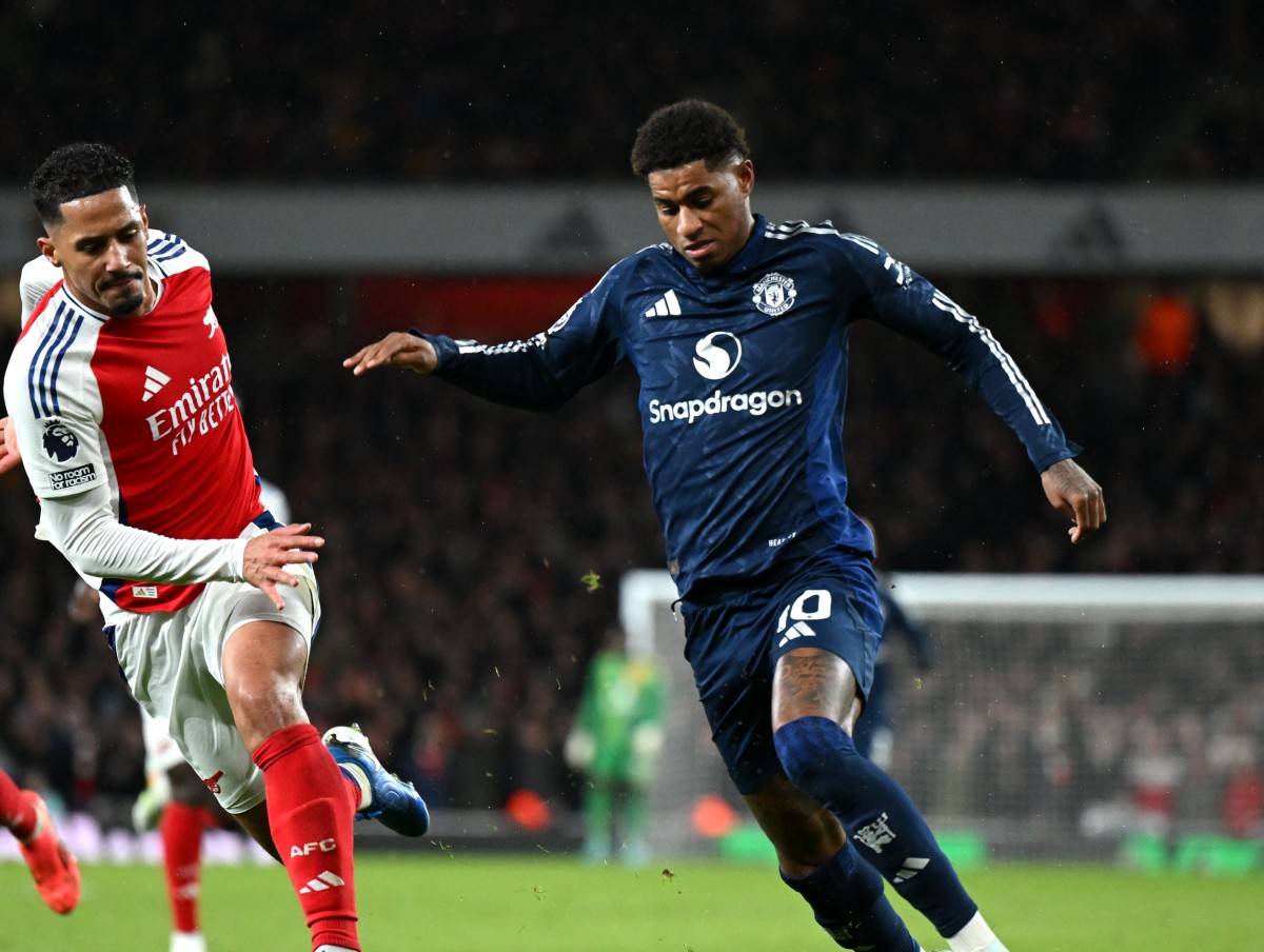 Marcus Rashford in action for Man United against Arsenal