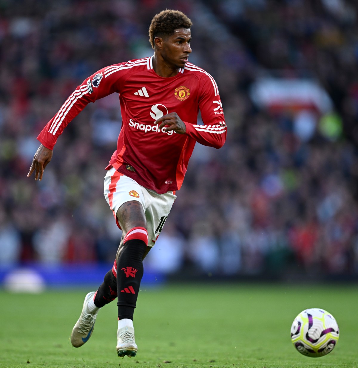 Marcus Rashford in action for Man Utd vs Brentford