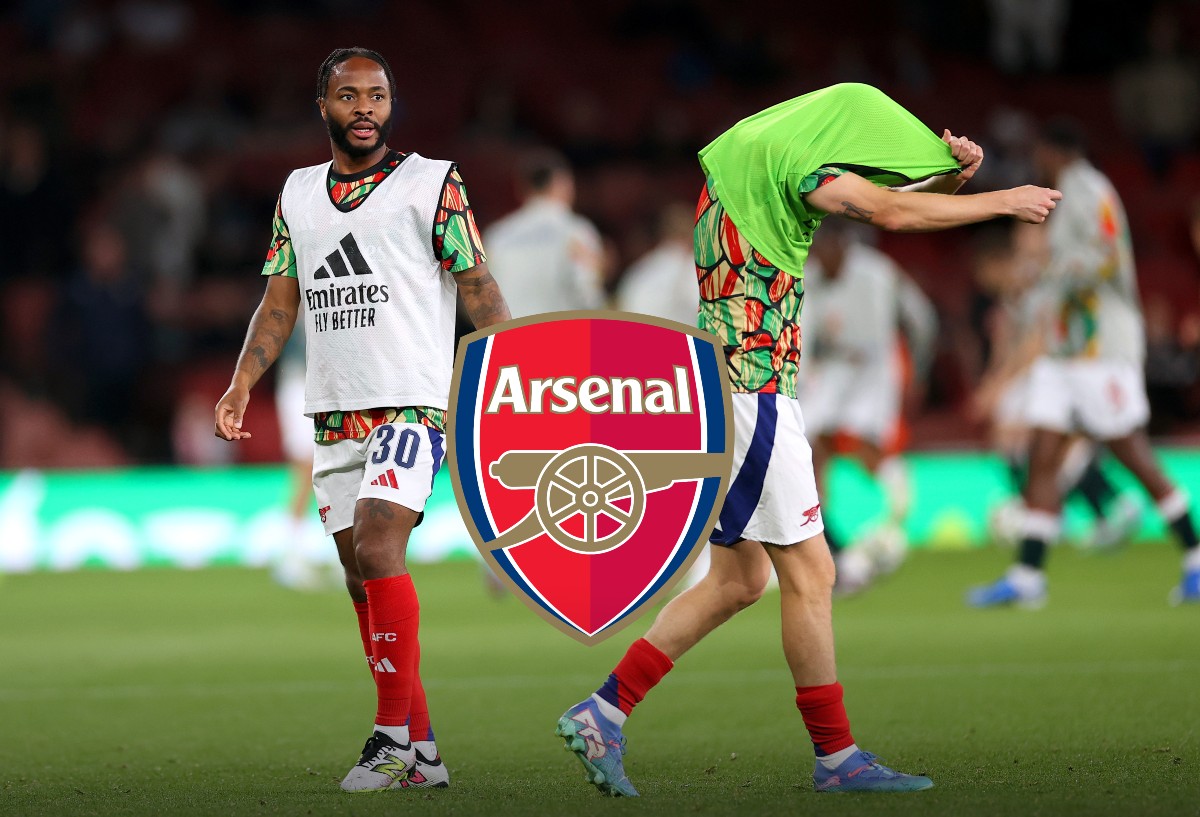 Raheem Sterling in the pre-game warmup with Arsenal