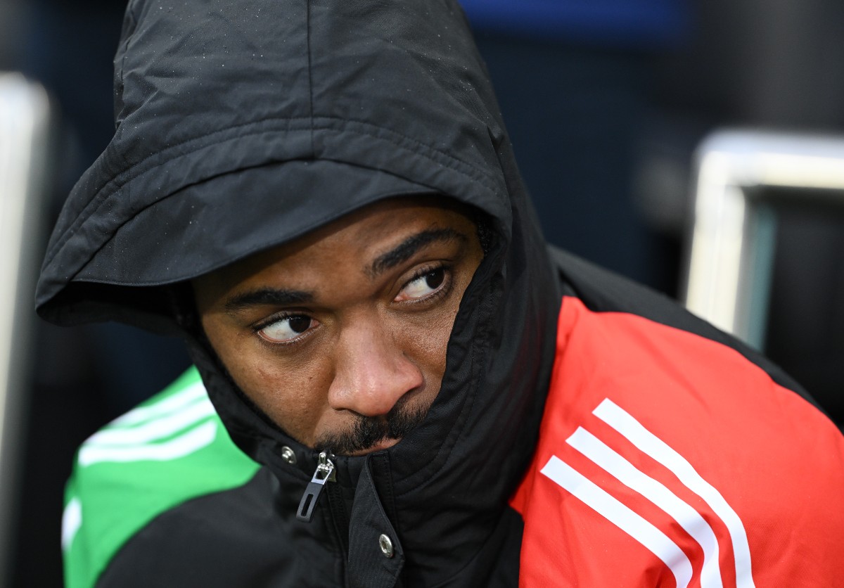 Raheem Sterling on the Arsenal bench