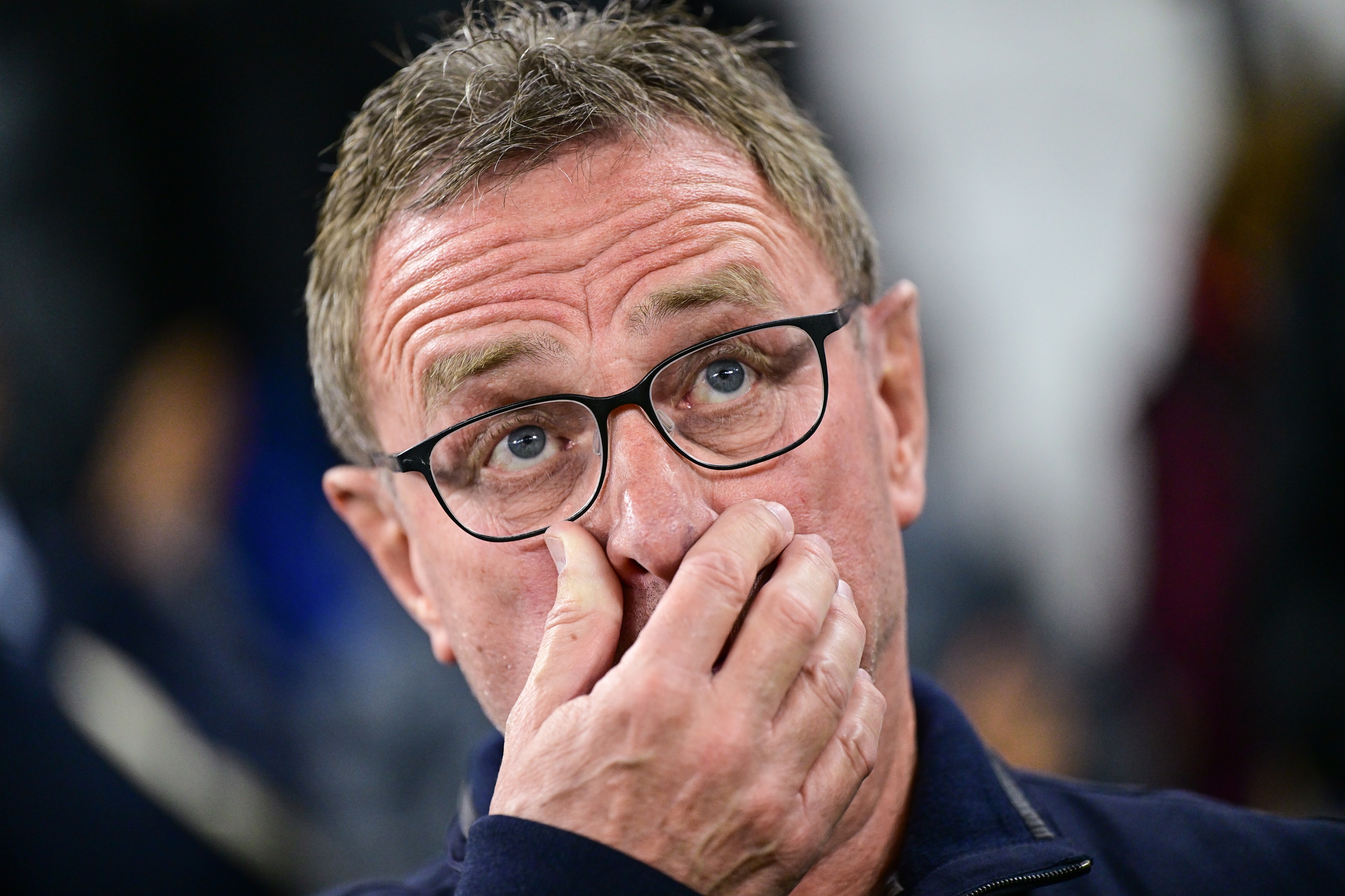 Austria head coach Ralf Rangnick looks on ahead of UEFA Nations League clash with Kazakhstan.