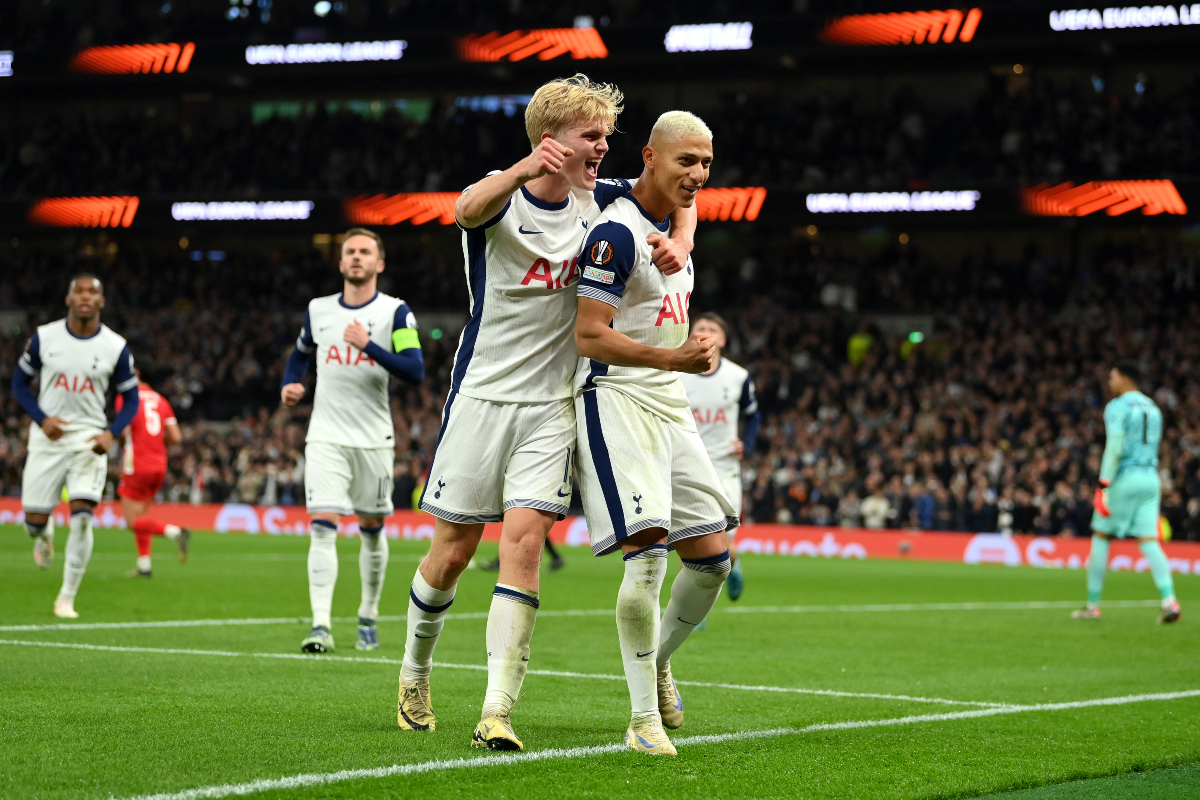 Richarlison celebrates a Tottenham goal