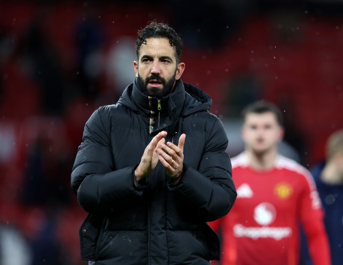 Ruben Amorim applauds the Man United fans