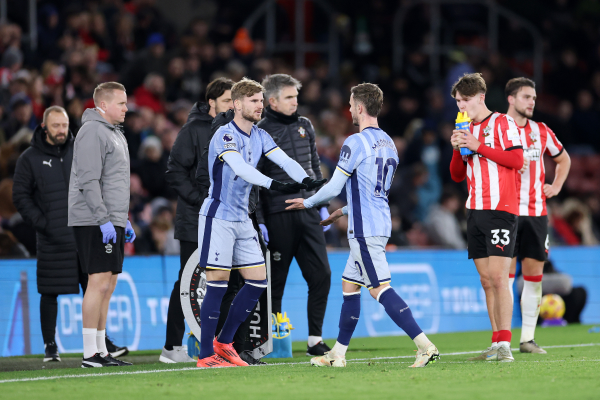 Timo Werner comes off the Tottenham bench