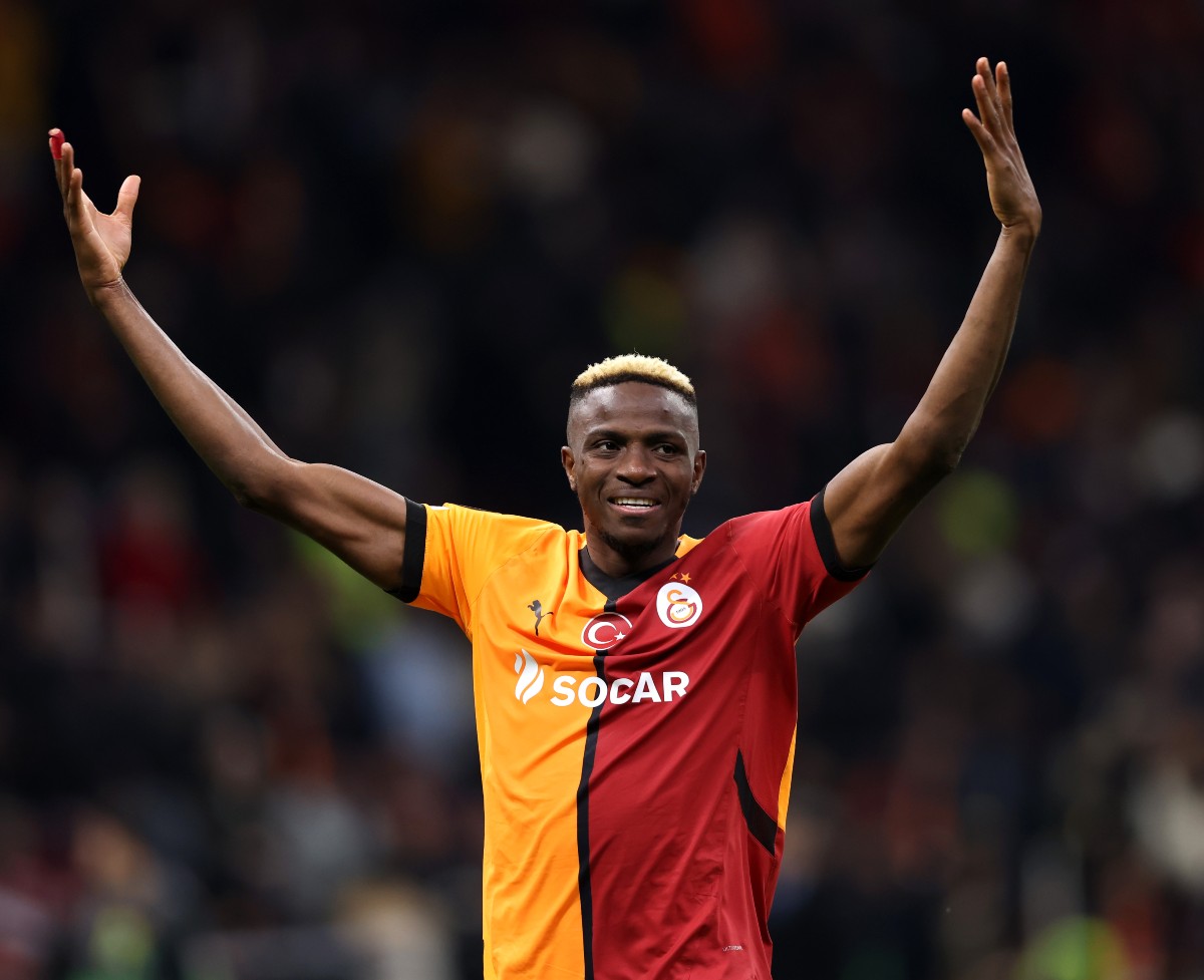 Victor Osimhen celebrates a goal for Galatasaray