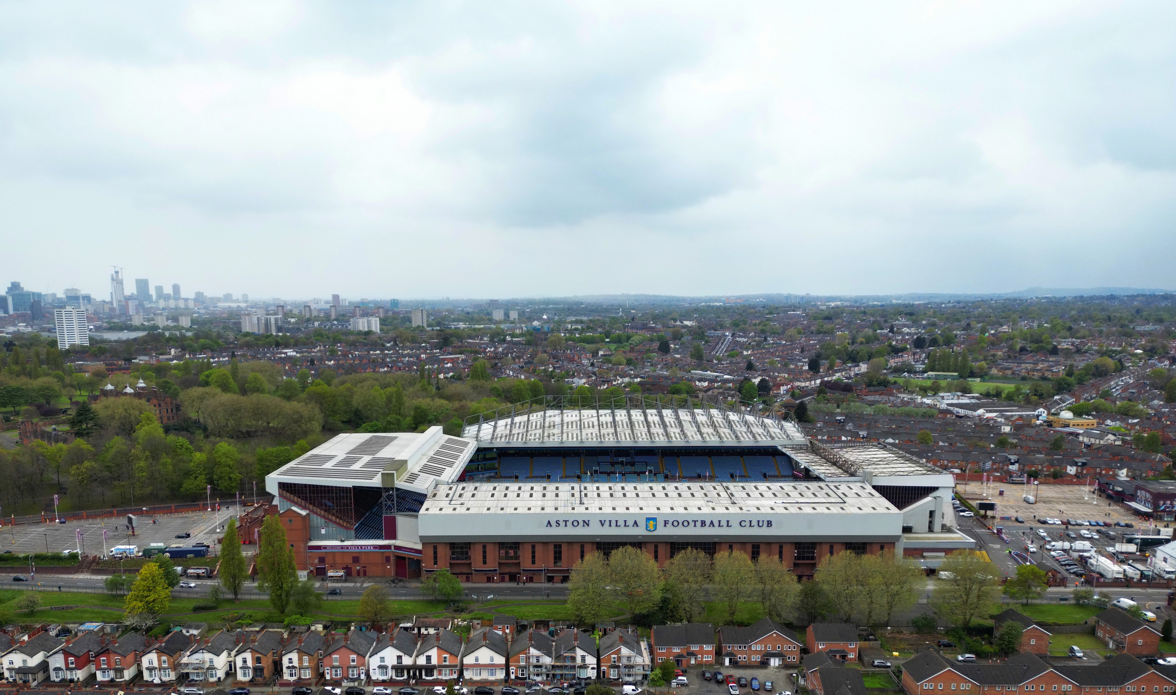 An aerial view of Villa Park