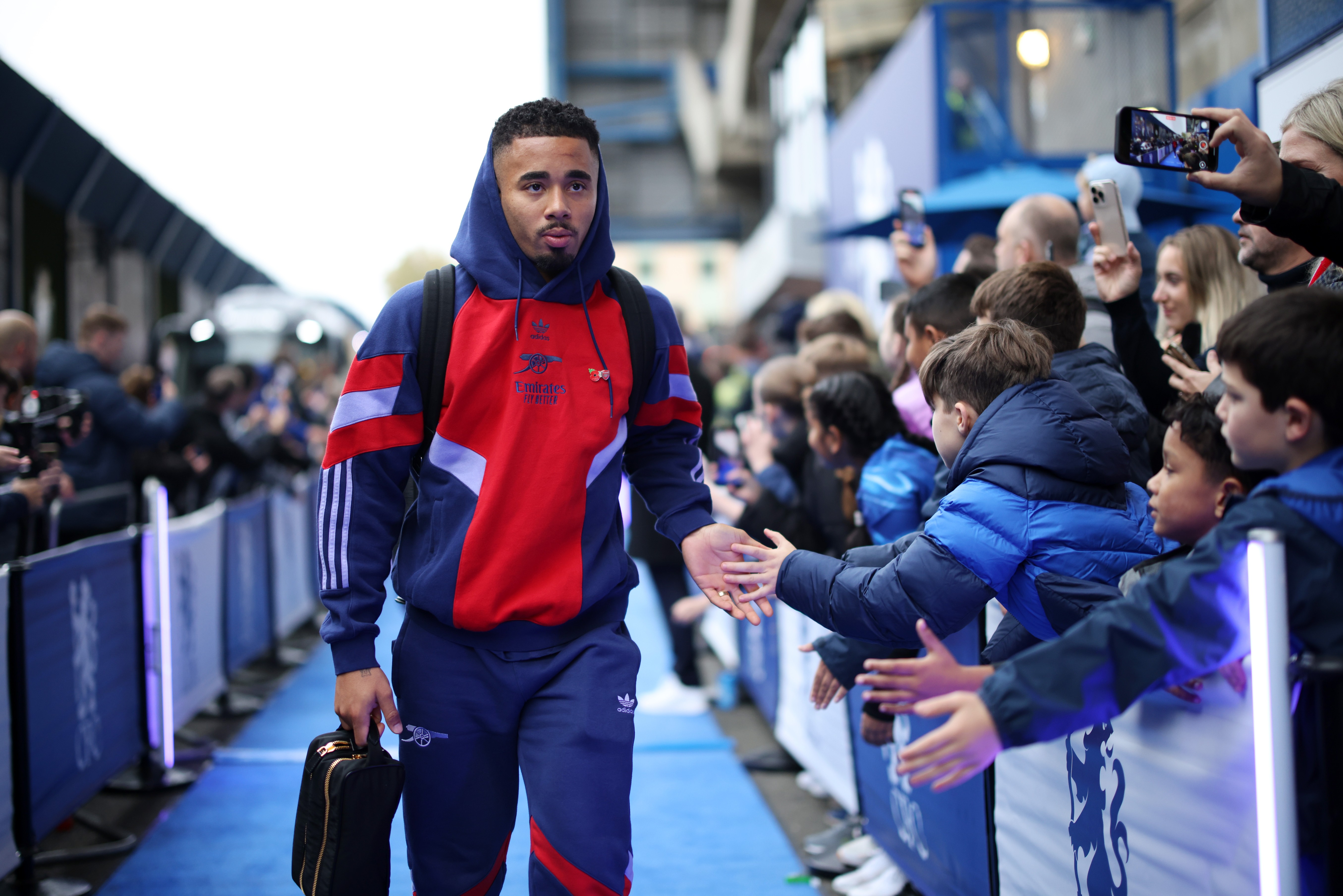 Gabriel Jesus of Arsenal arrives at the stadium