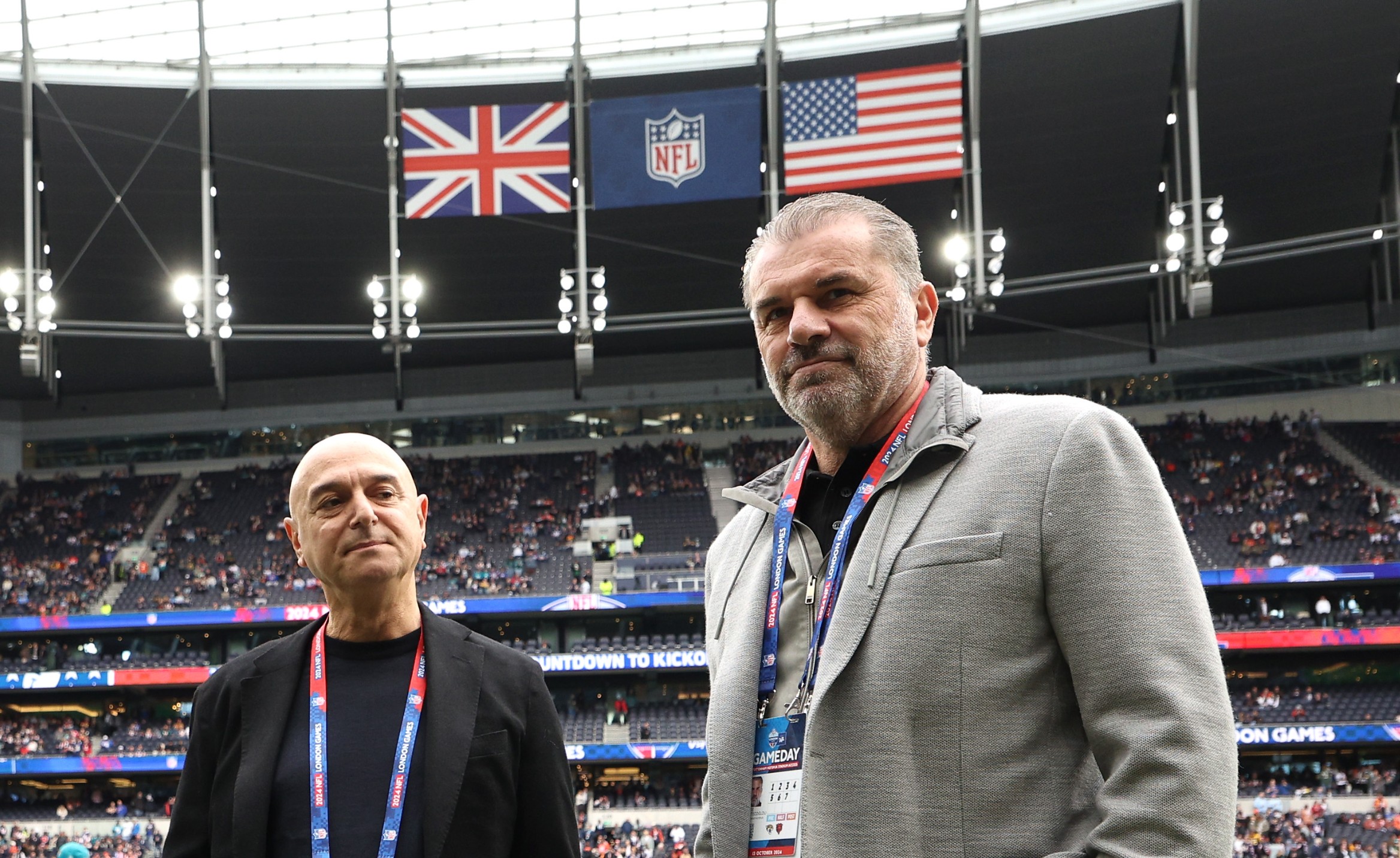 Daniel Levy, President of Tottenham Hotspur and Ange Postecoglou