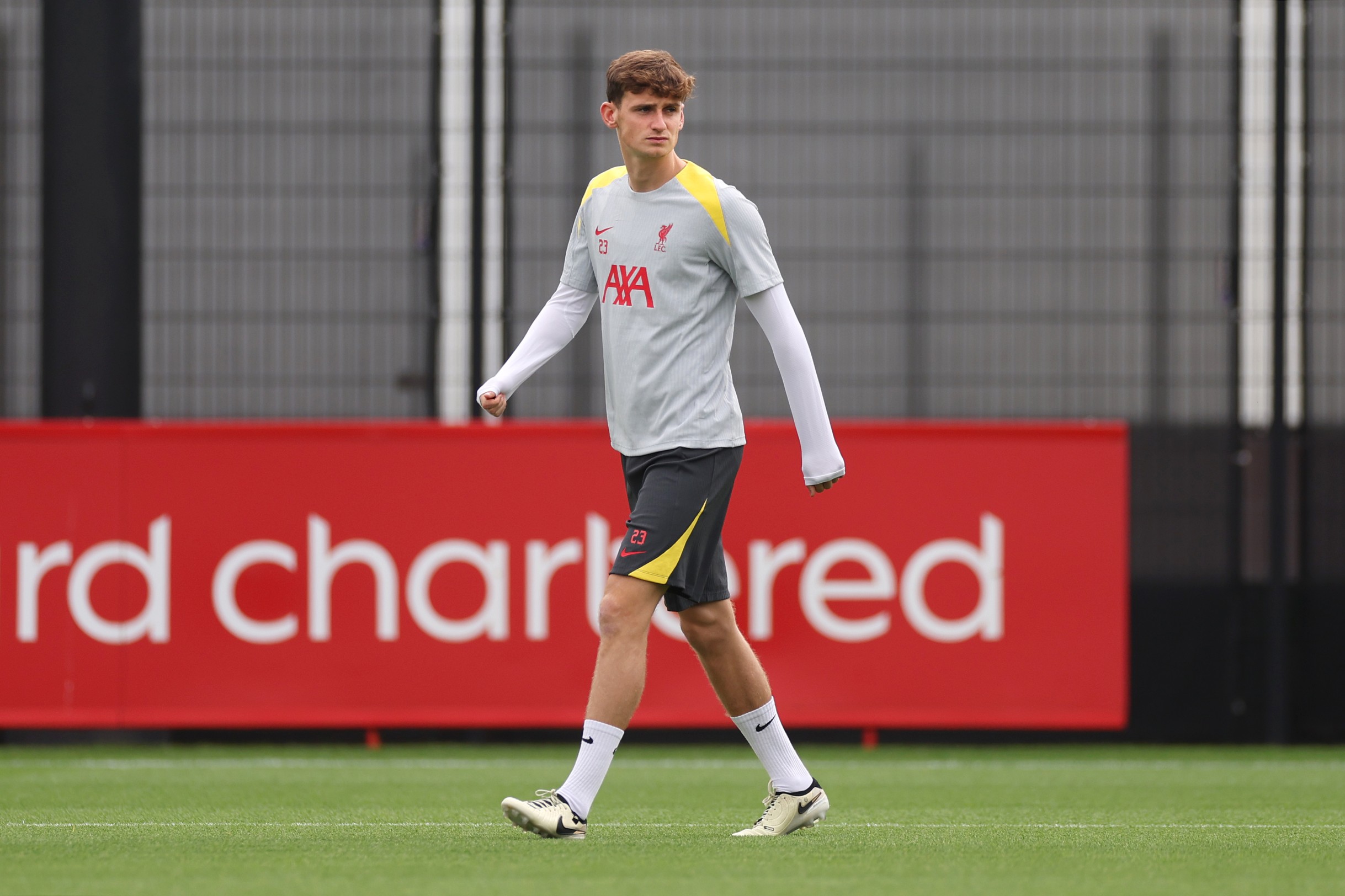 Tyler Morton in training with Liverpool