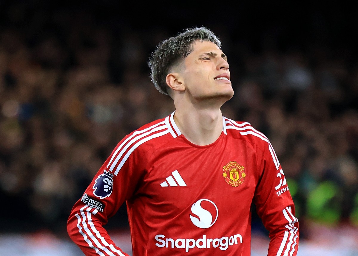 Alejandro Garnacho reacts during Man United's game against Ipswich Town