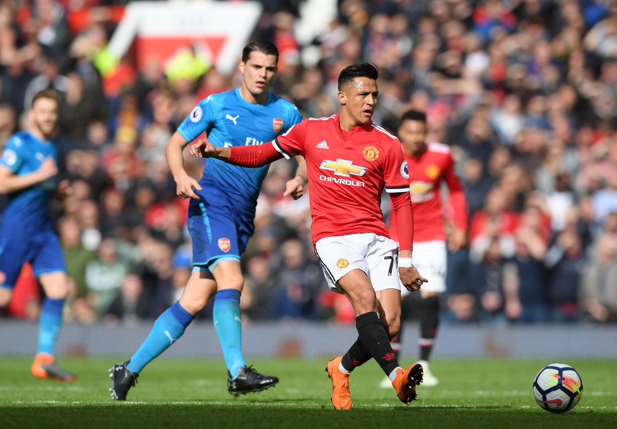 Alexis Sanchez in action for Manchester United against Arsenal