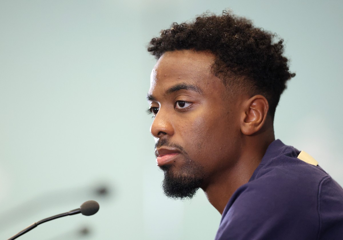 Angel Gomes during an England press conference