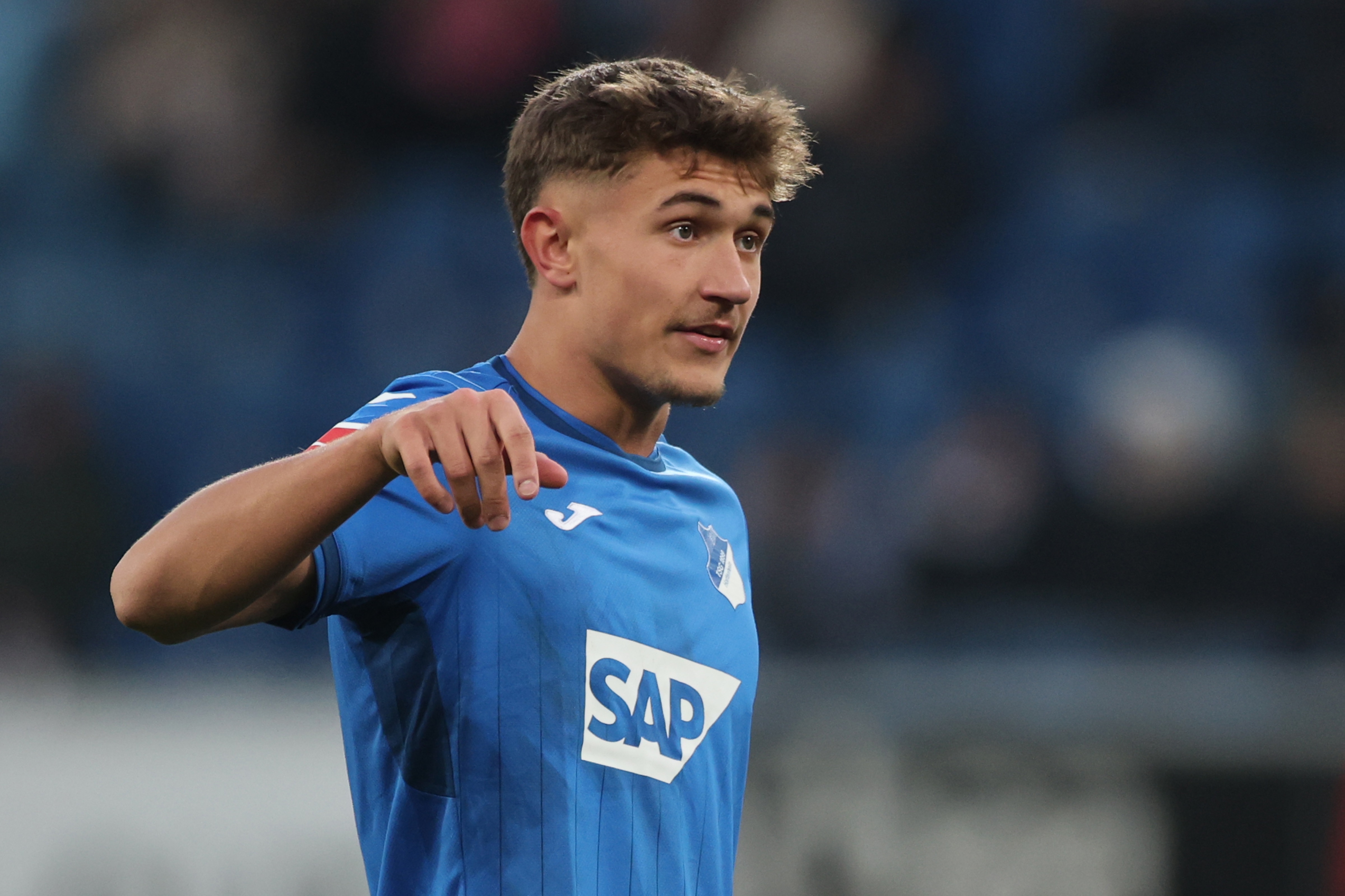 Alleged Arsenal target Tom Bischof gestures during Hoffenheim v Wolfsburg.