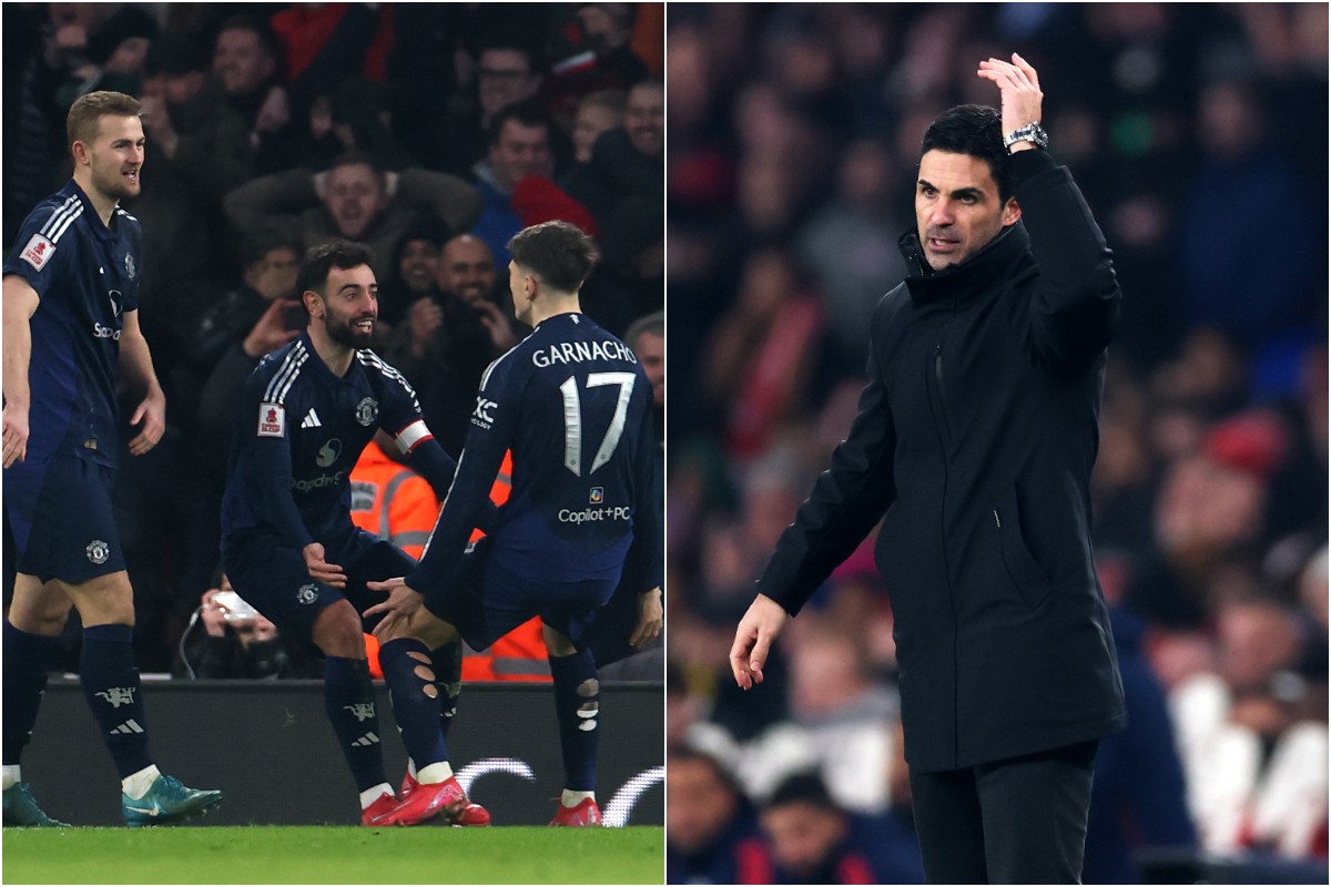 Bruno Fernandes and Mikel Arteta