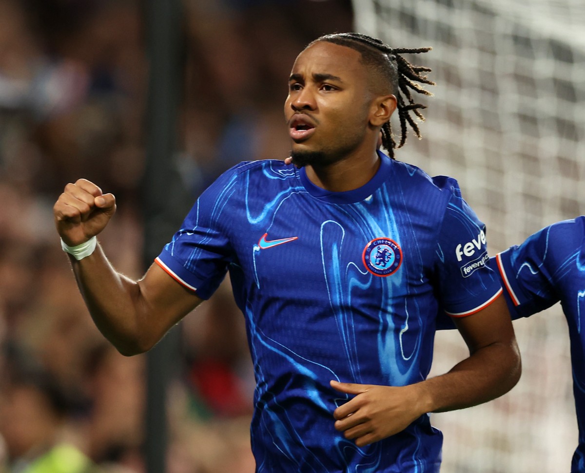 Christopher Nkunku celebrates a goal for Chelsea