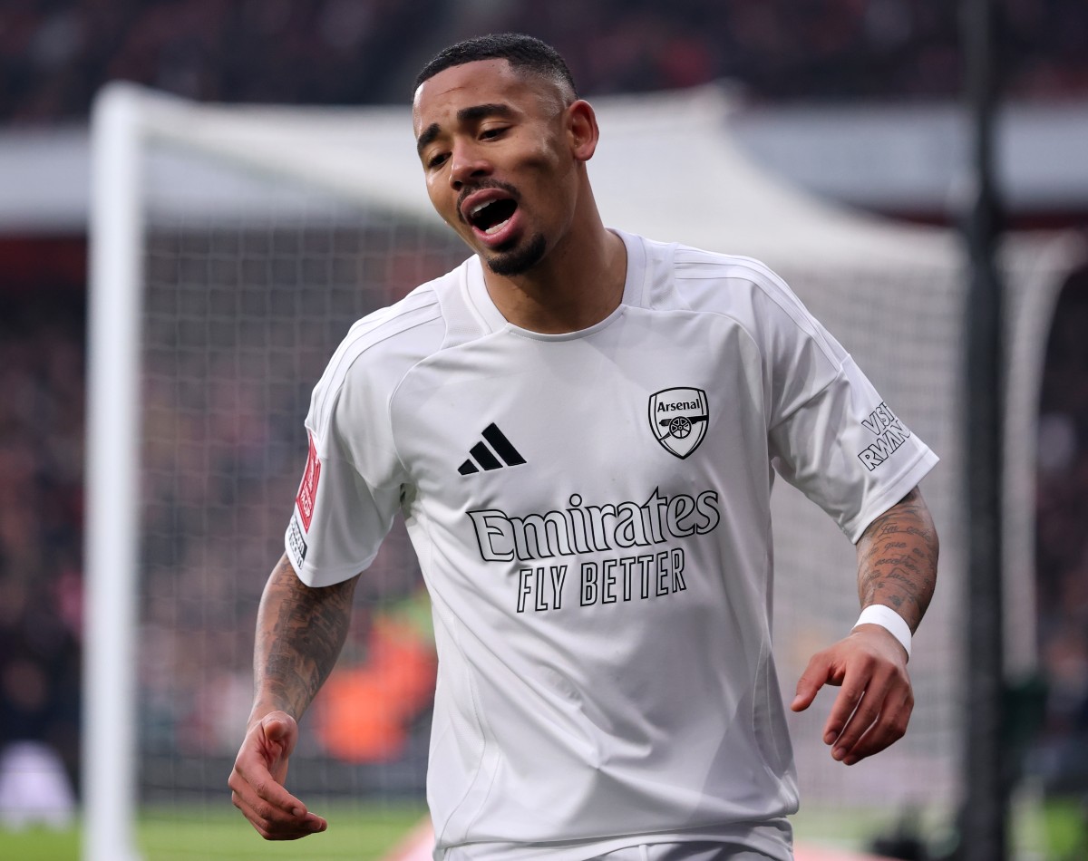 Gabriel Jesus in action for Arsenal in the FA Cup defeat to Man United