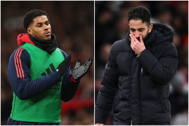 Man United star Marcus Rashford and manager Ruben Amorim