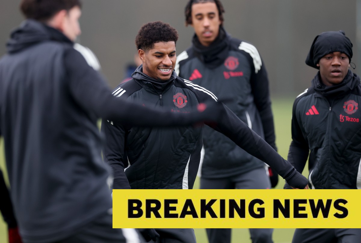 Marcus Rashford in a Manchester United training session