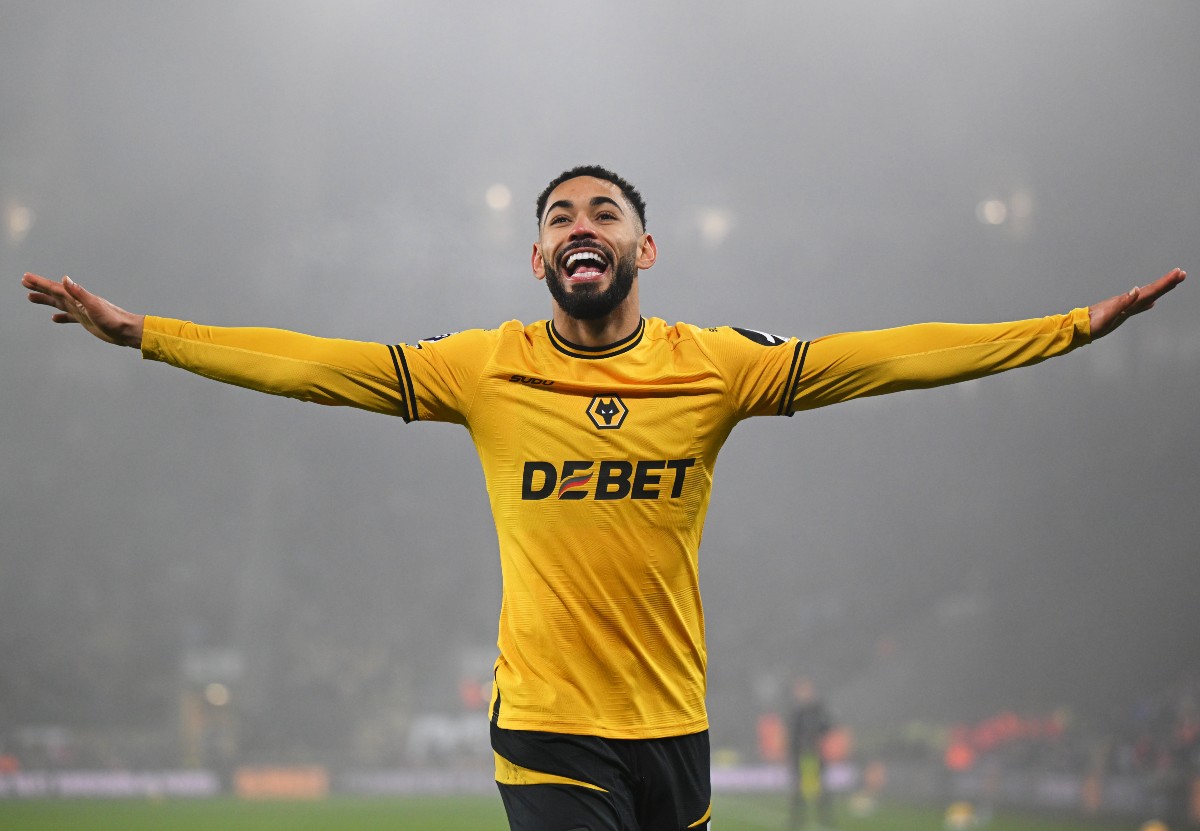 Matheus Cunha celebrates scoring for Wolves