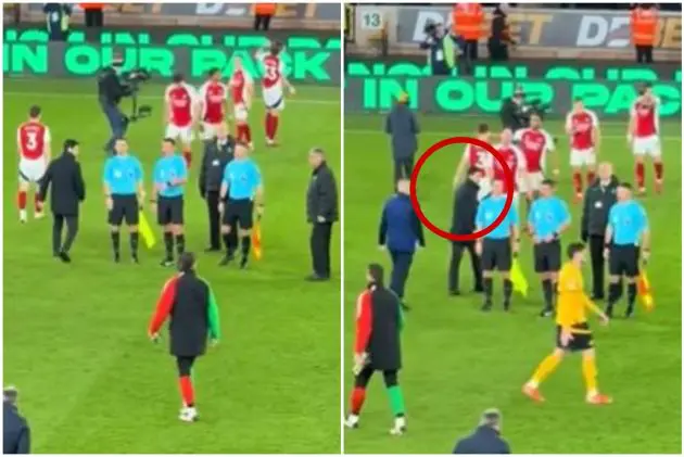 Mikel Arteta and Michael Oliver