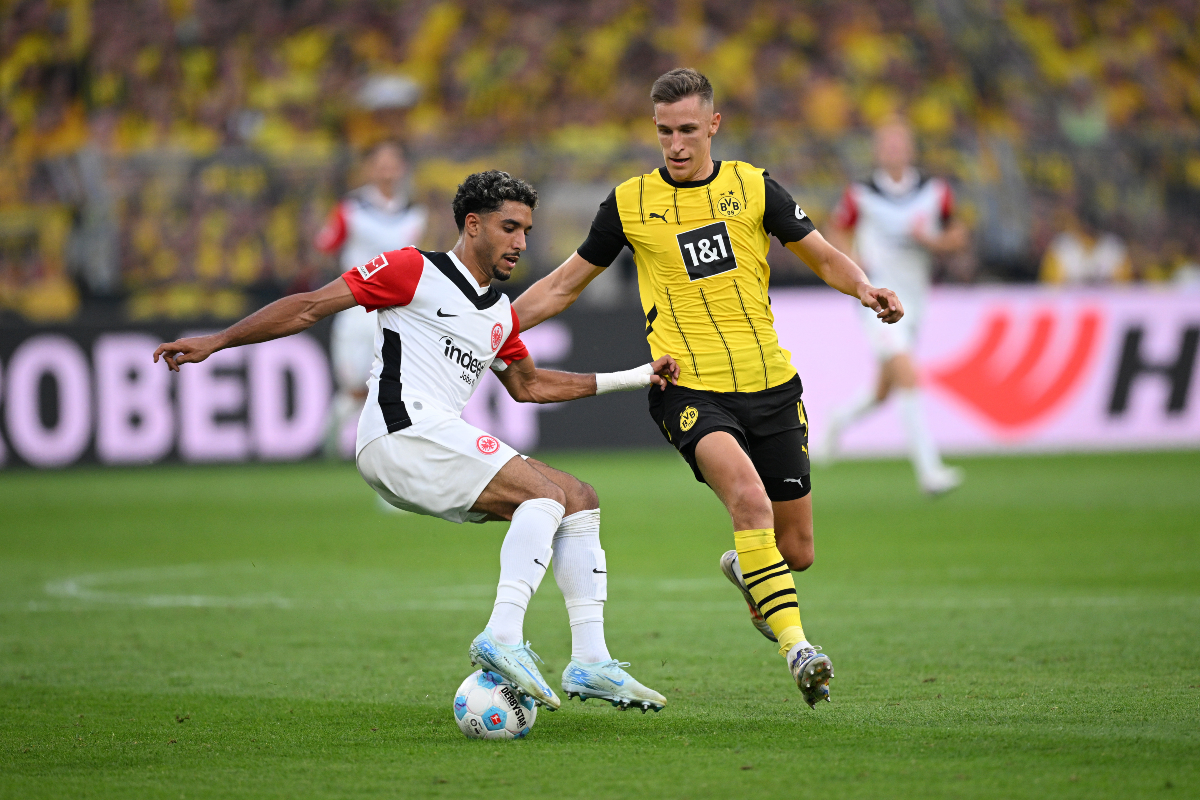 Omar Marmoush in action against Borussia Dortmund