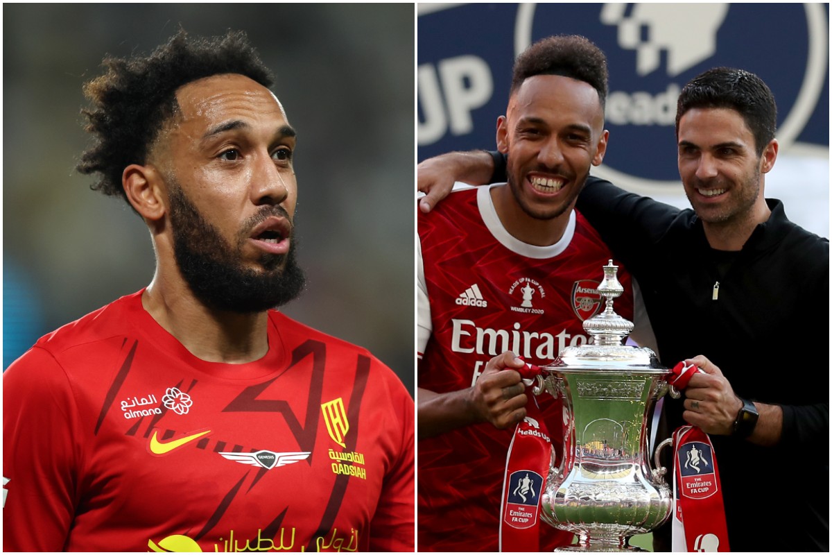 Pierre-Emerick Aubameyang and Mikel Arteta with the FA Cup