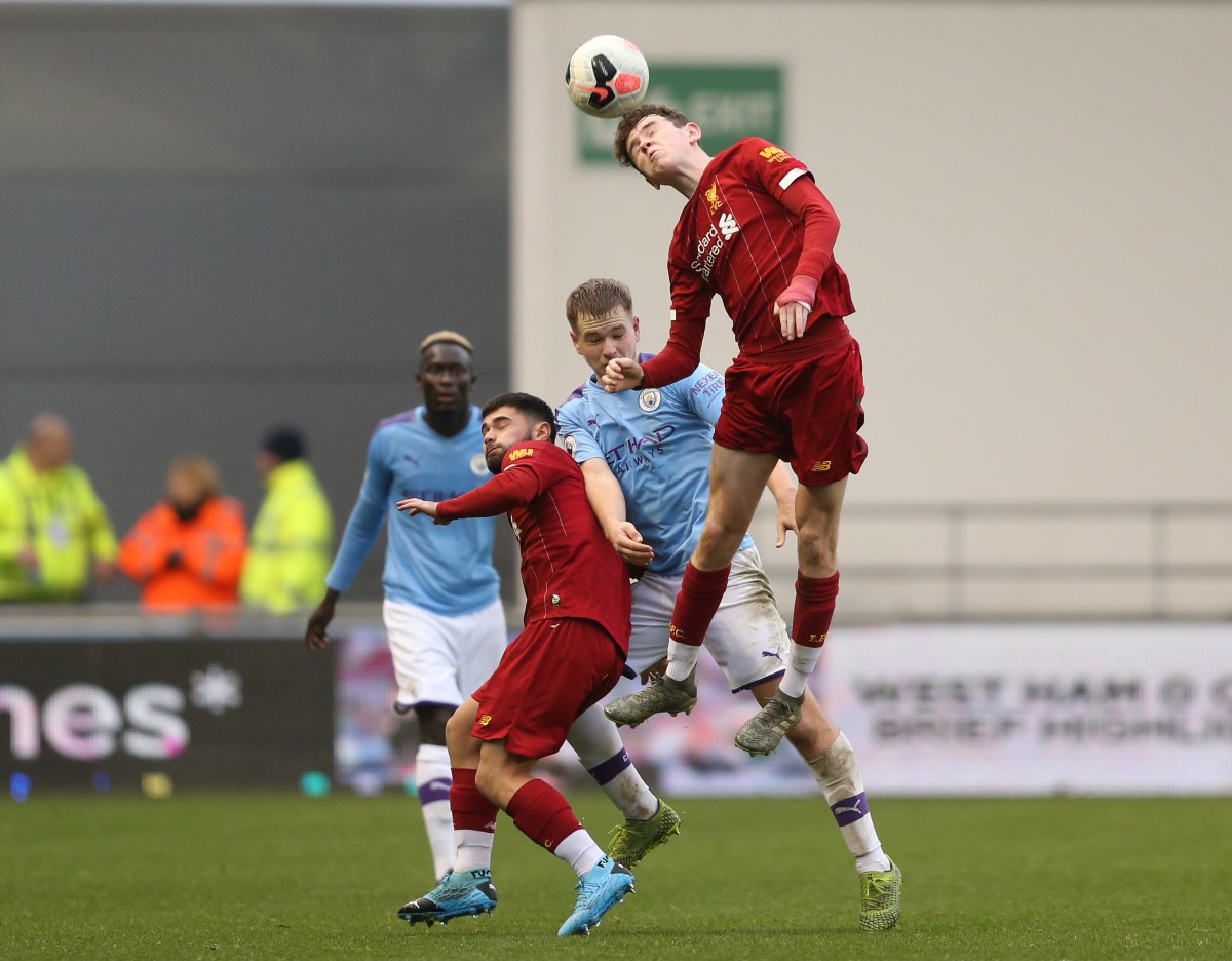 Tom Hill in action for Liverpool's youth team back in 2020