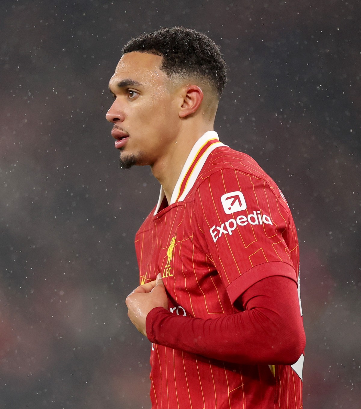 Trent Alexander-Arnold in action for Liverpool against Man United