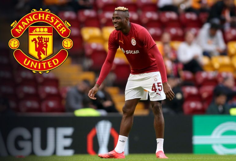 Victor Osimhen in Galatasaray kit linked with Manchester United