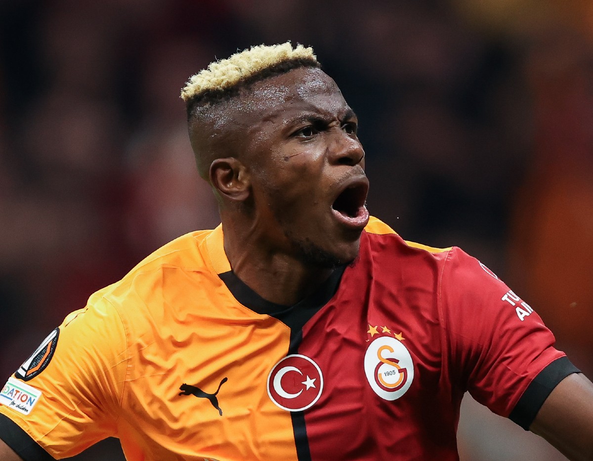 Victor Osimhen celebrates a goal for Galatasaray