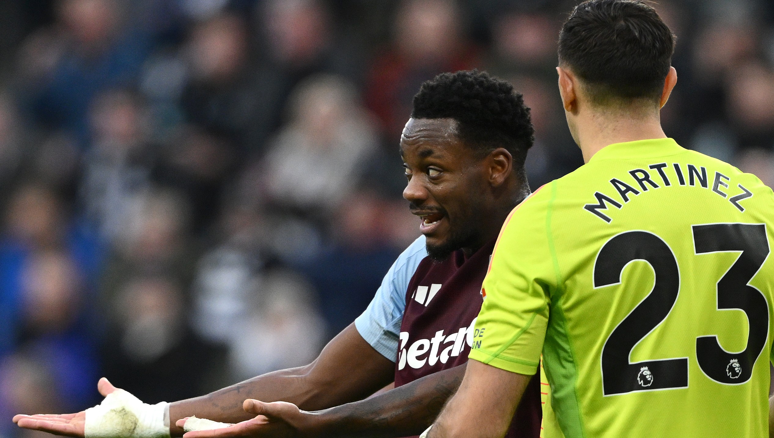 Jhon Duran of Aston Villa reacts