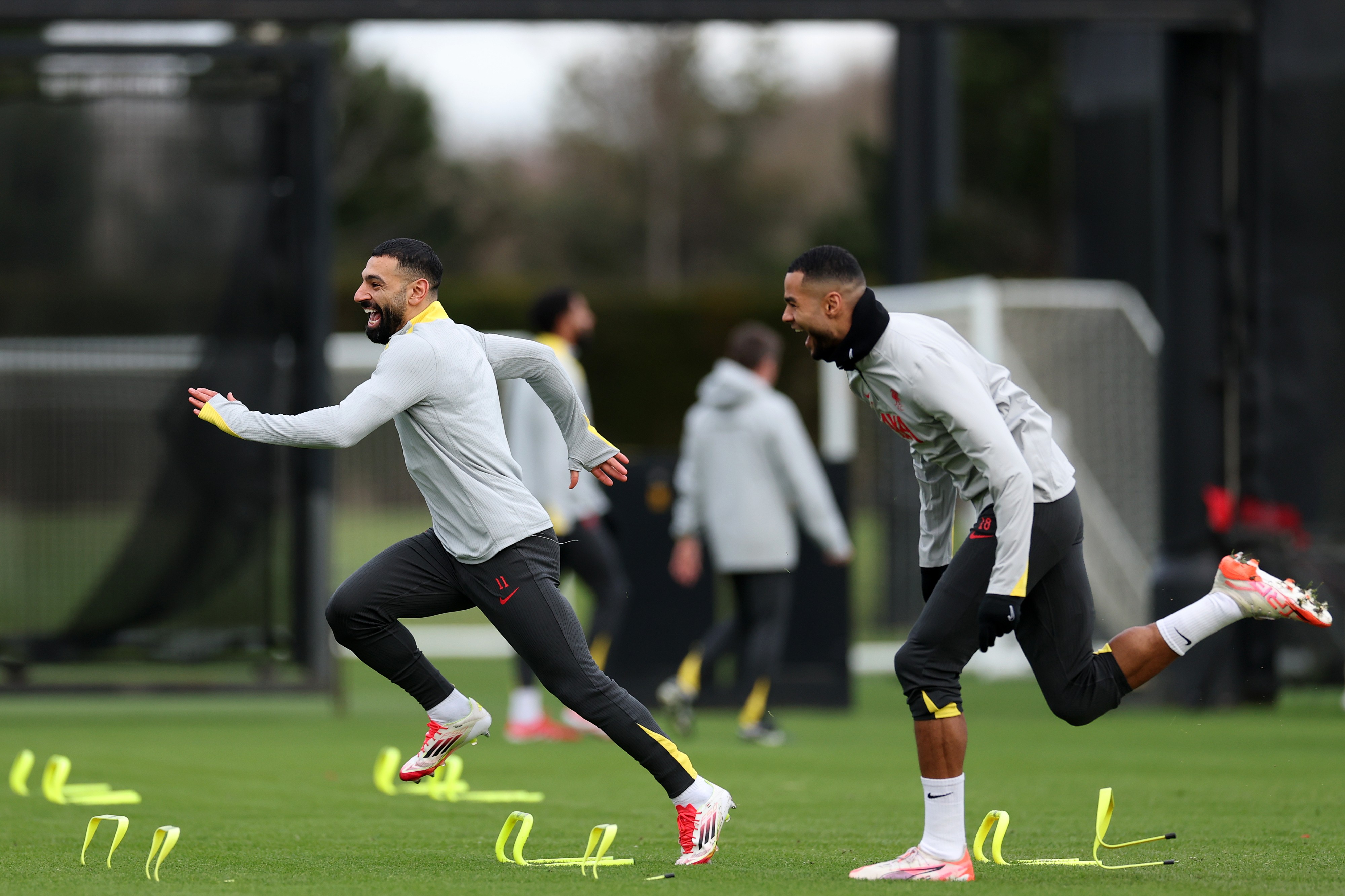 محمد صلاح دي ليفربول خلال جلسة تدريبية