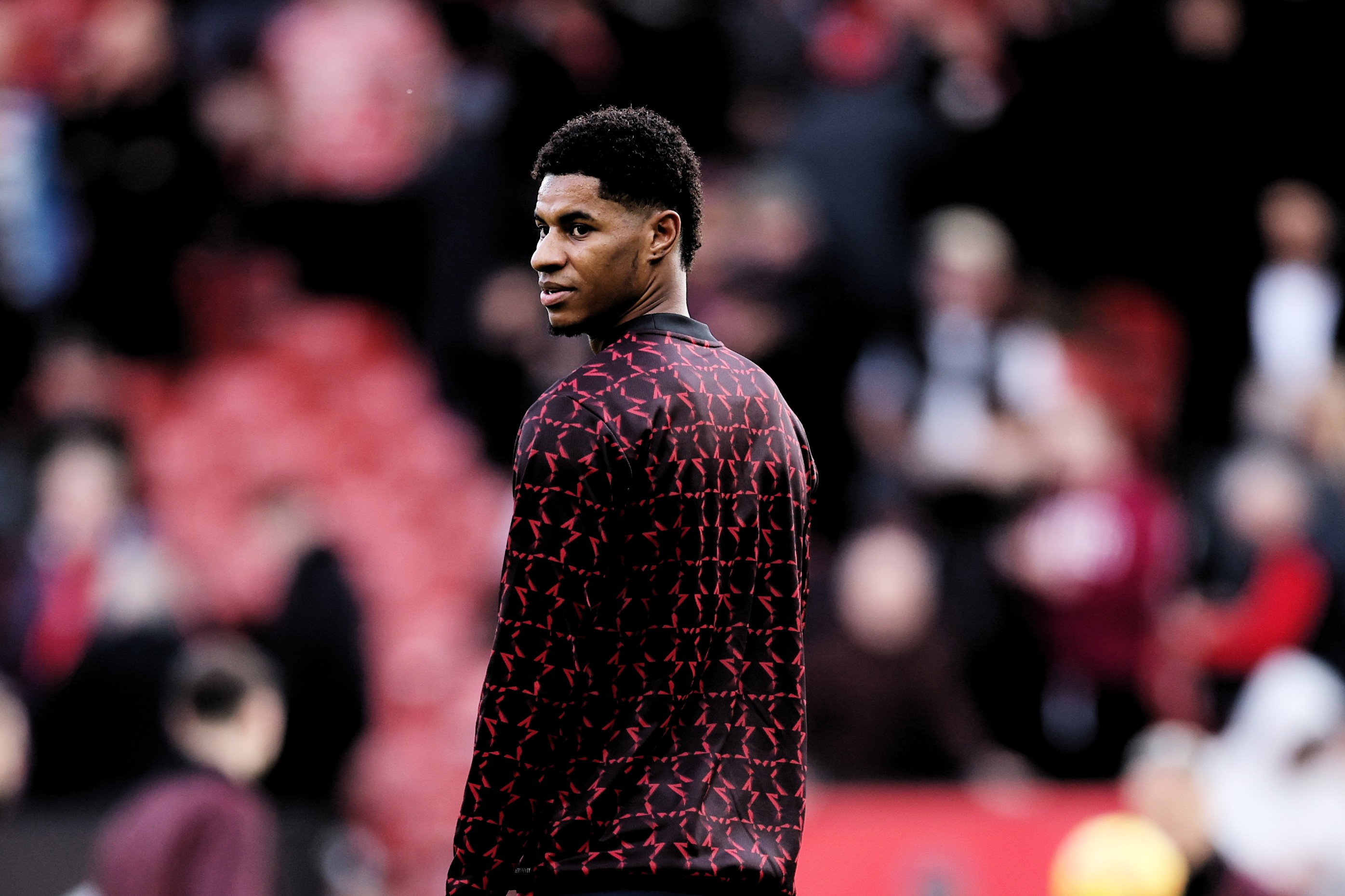 Marcus Rashford of Manchester United looks on