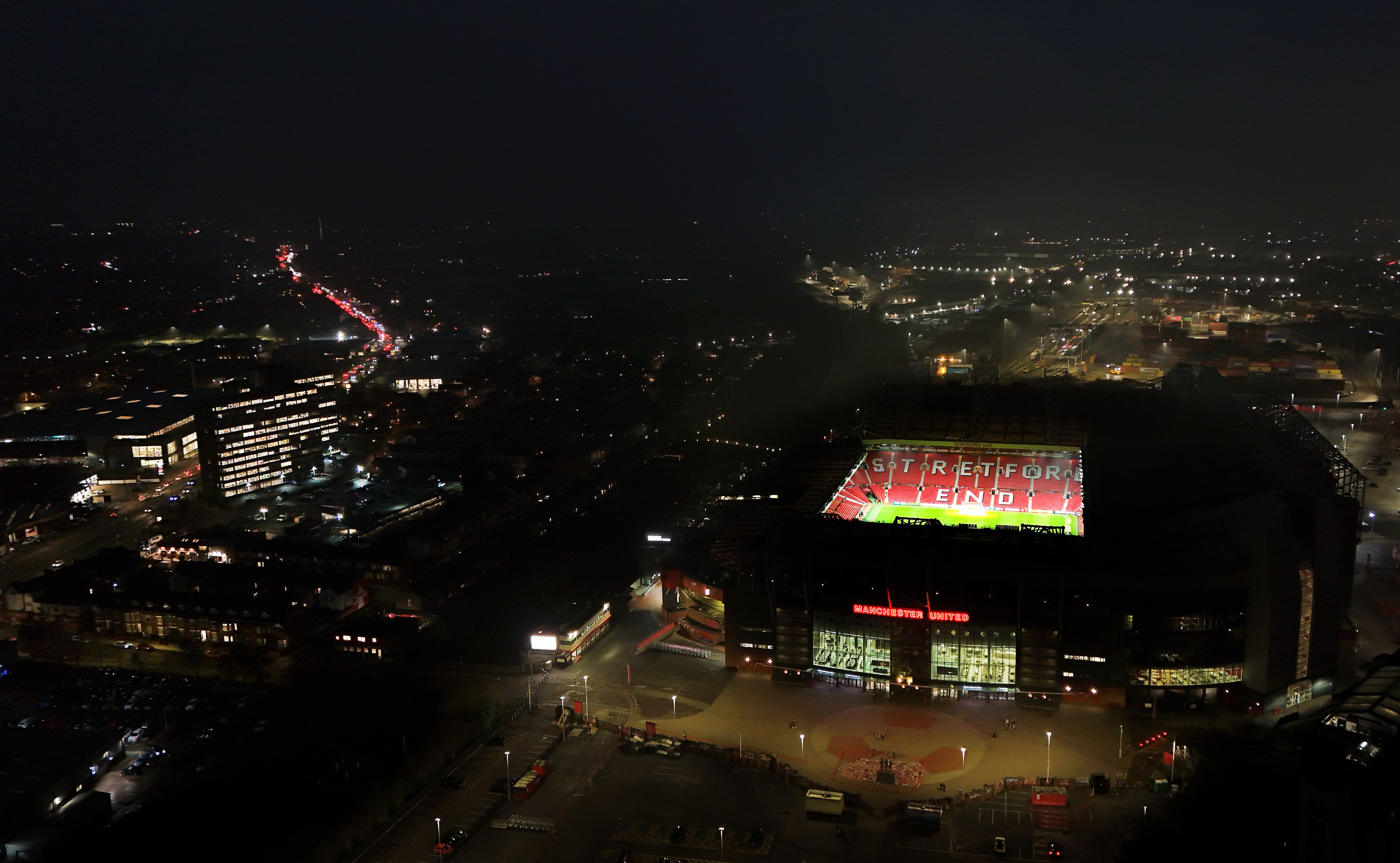 An areal view of Old Trafford