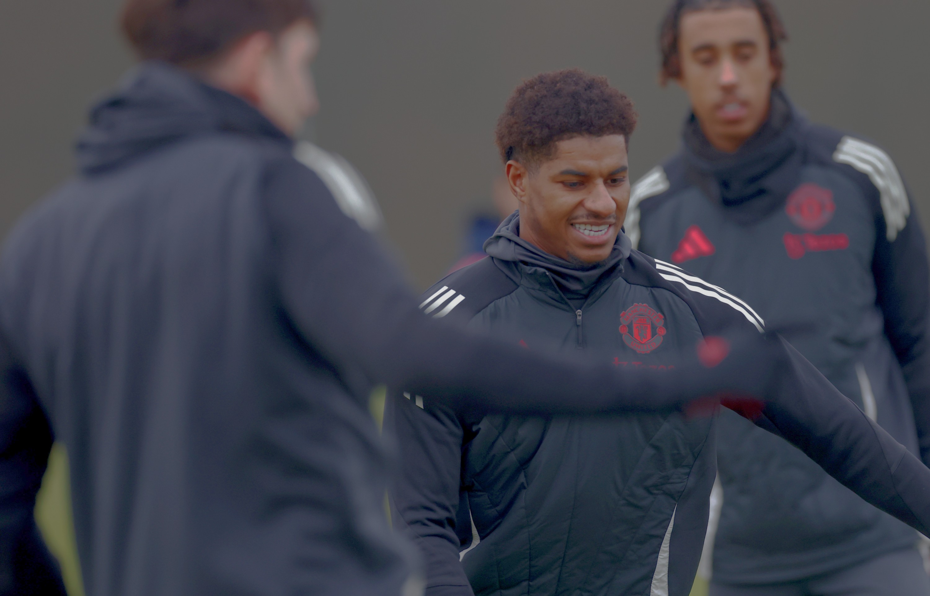 Marcus Rashford of Manchester United during the UEFA Europa League 2024/25 League Phase MD7 training